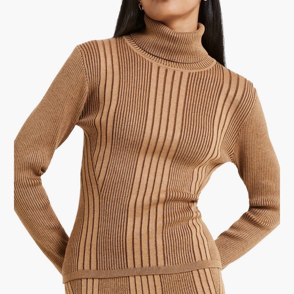 French Connection Mari Rib Stitch Turtleneck Sweater
